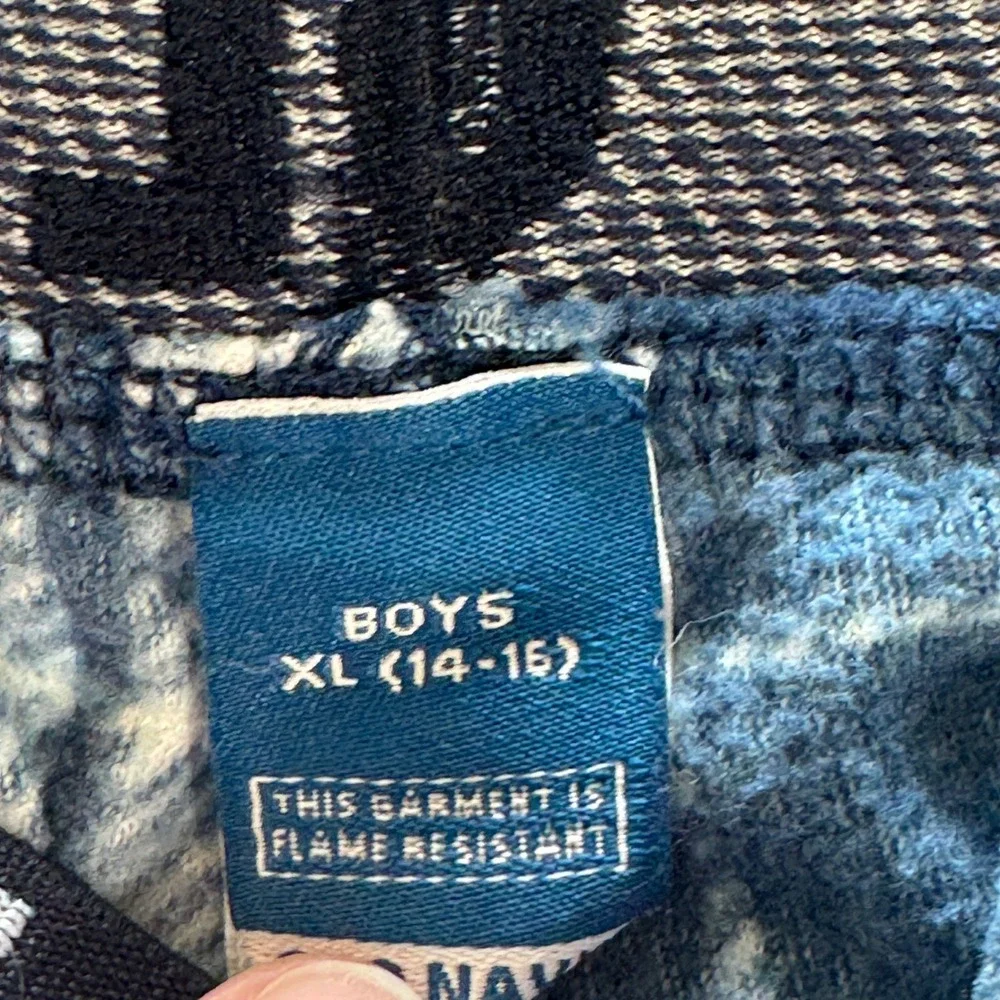 Old Navy Boys Youth XL 14-16 BlueWhite Plaid Fleece Pajama Pants Joggers Pockets